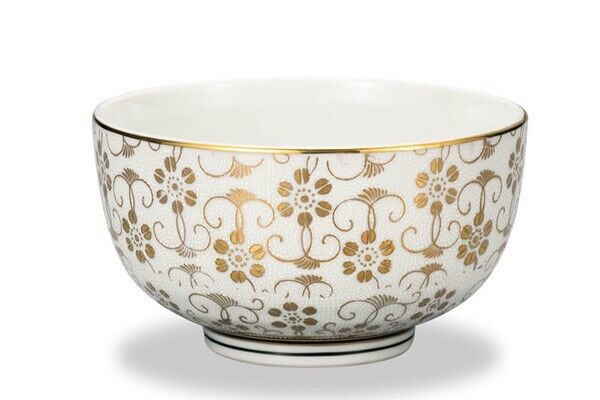 Kutani ware Donburi Chawan Japanese Large bowl Katsudon Shirochibu Tessen White