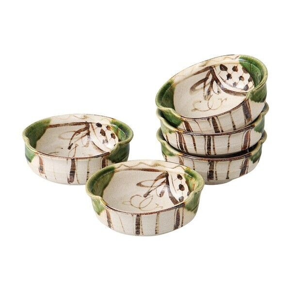 Mino ware Japanese Sarving bowl plate Kobachi set Oribe Madotsuru Japan