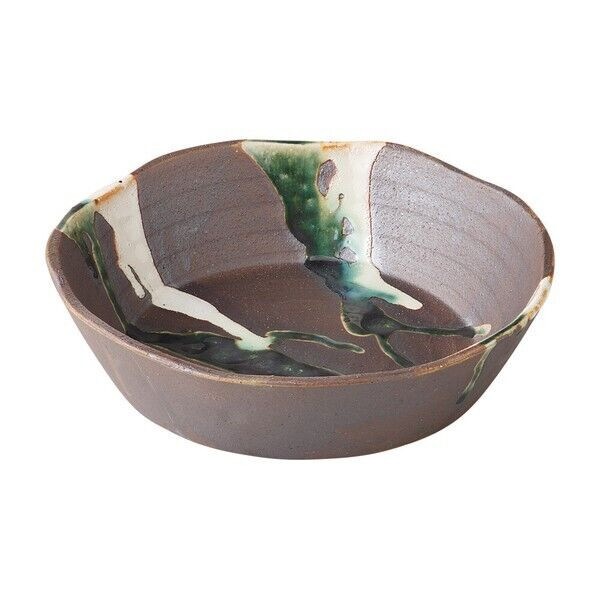 Mino ware Japanese Sarving bowl Large plate Hachi Oribe Shiro Nagashi Japan