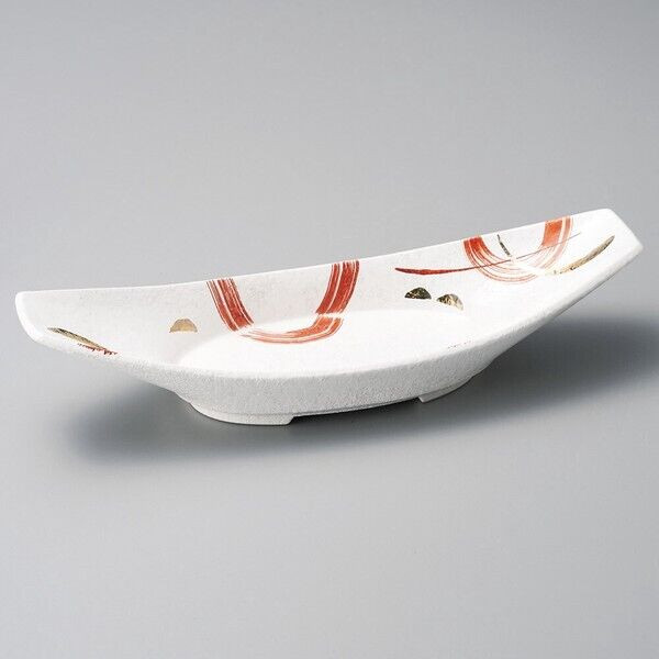 Muko-zuke Japanese Kaiseki Cuisine Appetizer dish Mino ware Red brush Boat shape