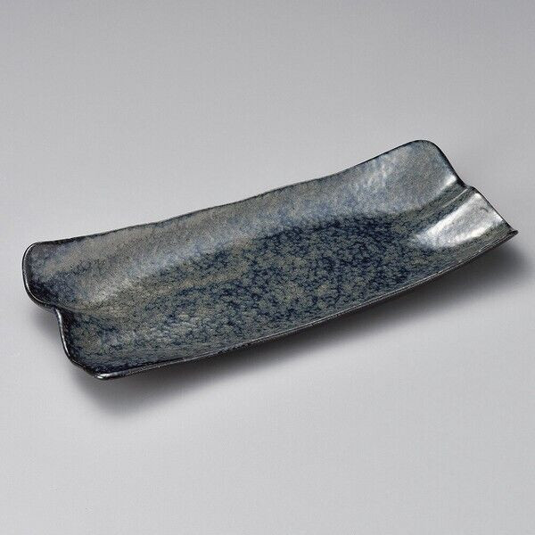 Mino ware Japanese long serving dish Sashimi Sushi Appetizer Nami Ruri glaze