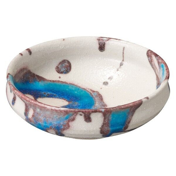 Shigaraki yaki ware Japanese pottery round shallow bowl glacier Japan