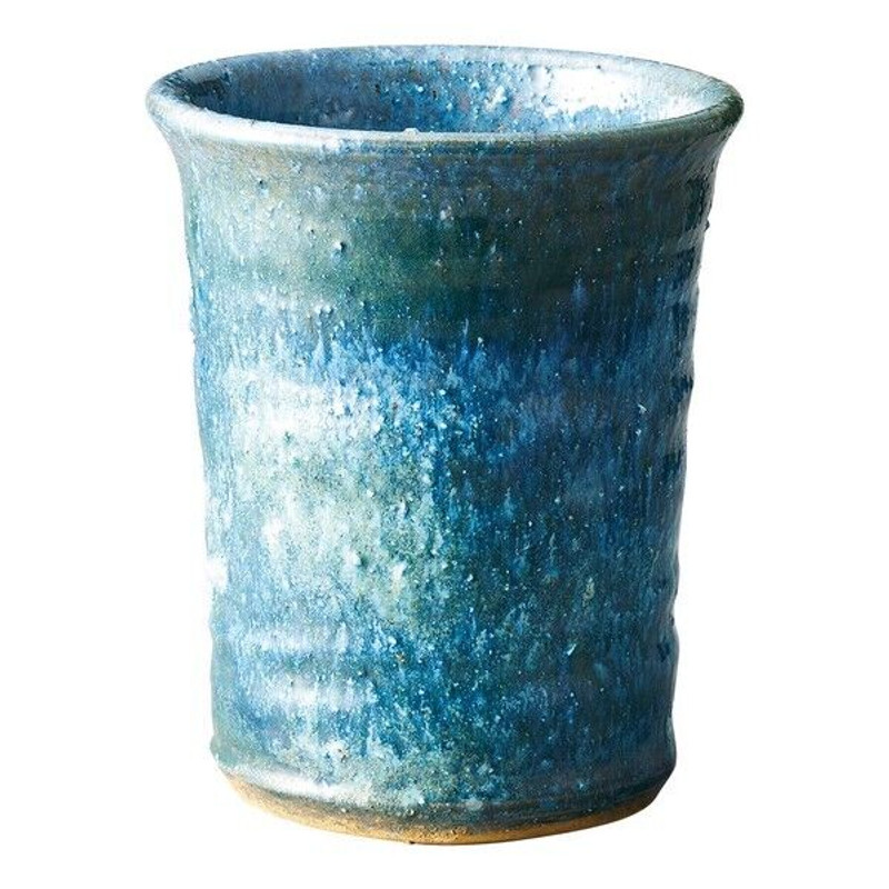 Shigaraki yaki ware Japanese pottery wine cooler Ishihaze Blue Japan