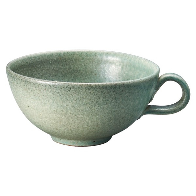 Shigaraki yaki ware Japanese pottery coffee Soup cup Mug Black Celadon Japan