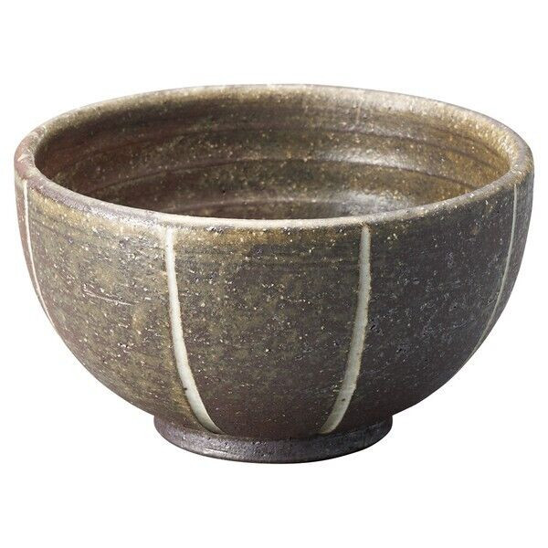 Shigaraki yaki ware Japanese pottery bowl Donburi Soba Gyudon Line stripe Japan