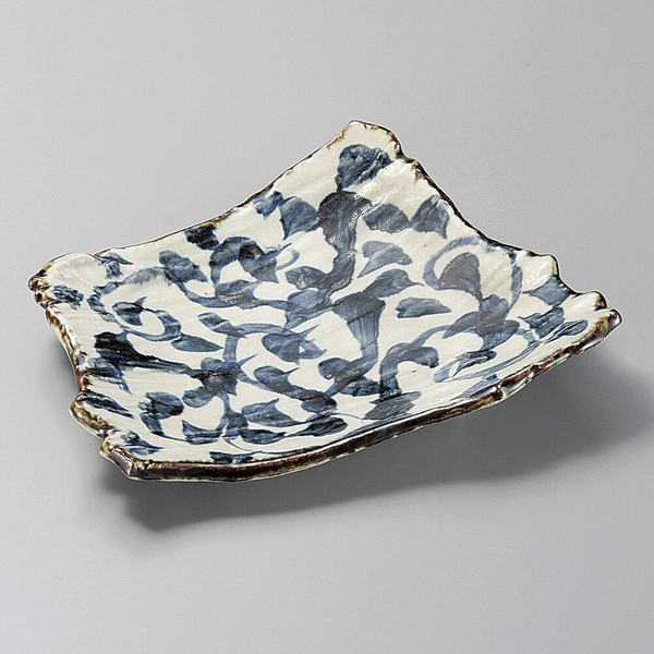 Octopus Arabesque Irregular Small Long Plate - Mino Ware, Japanese Tableware