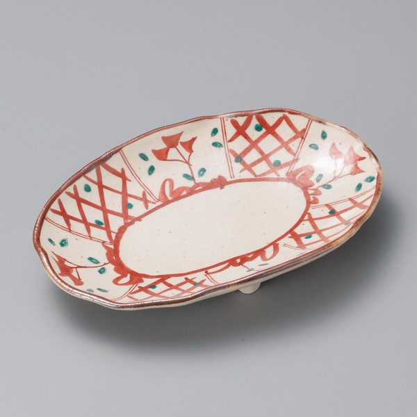 Mino ware Tsukidashi-zara Matori style Oval Plate with Three-Legged Stand