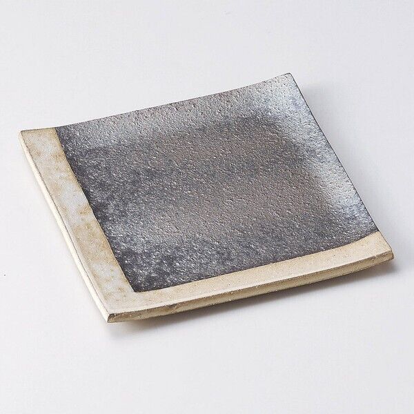 Mino ware Japanese long rectangular plate dish rust glaze flowing green Japan