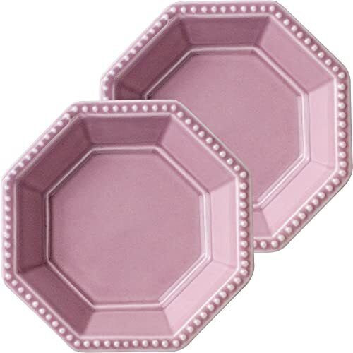 Mino ware Minoru Octagon shape Small dish Amy set of 2 Japan 3.42inDull purple