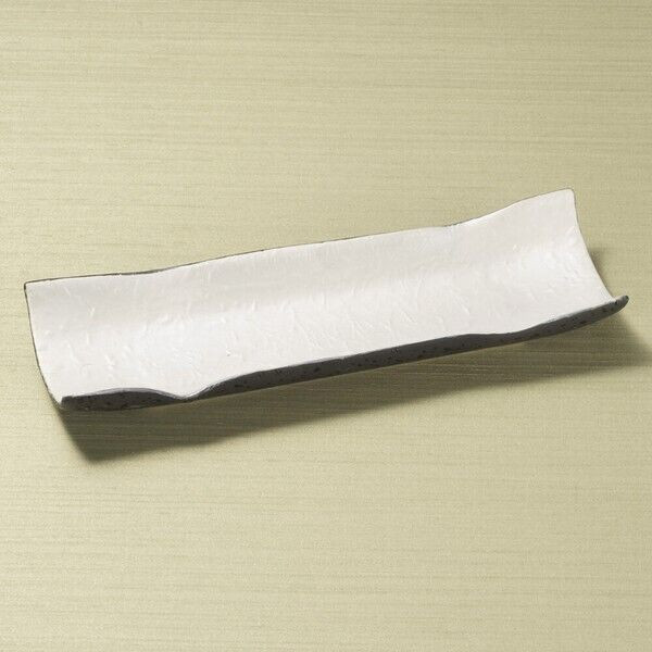 Mino ware Slim rectangular plate with washi paper style and mica silver accents