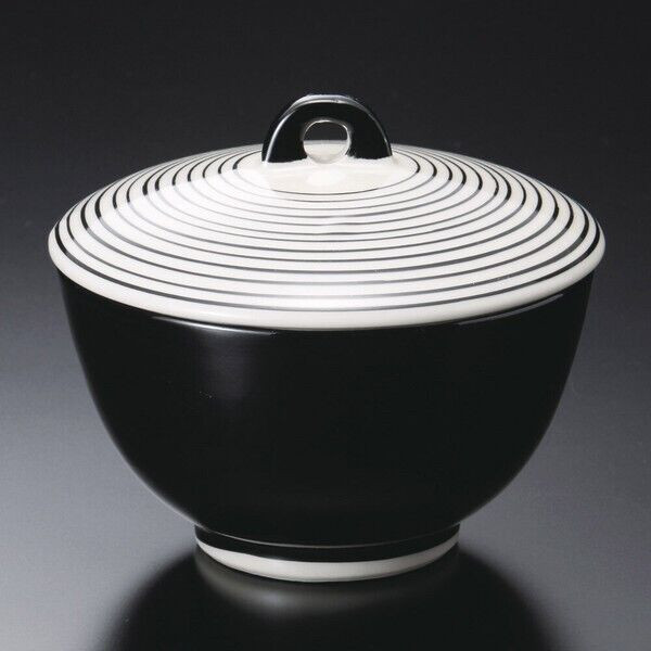 Mino ware Black Senkizu Hime Lidded Donburi Bowl, Made in Japan Gyudon Tendon