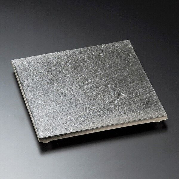 Mino ware Japanese Cuisine Black Pottery Stone Texture Four-Legged Square Plate