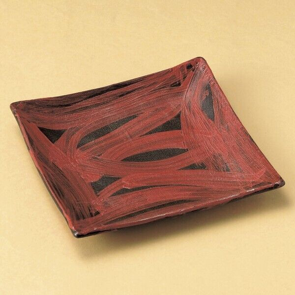 Mino ware Japanese Cuisine Negoro-Style Square Plate Red glaze Japan