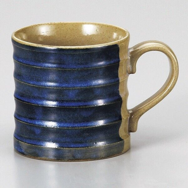 Mino Ware, Made in Japan Ash Glaze Gosu Carved Mug Cup Coffee cup
