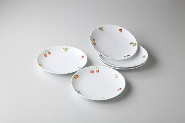 Juicy Fruit White Porcelain Cake Plate Set - Mino Ware, Made in Japan Mino ware
