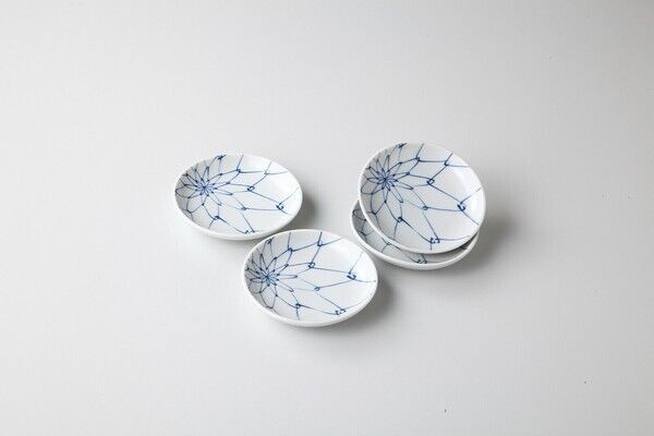 Gift [Boxed] Rope-Pattern Deep Small Plate Set of 4 - Mino Ware, Made in Japan
