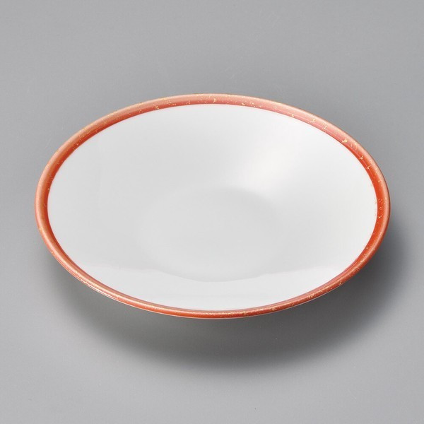 Mino ware White Porcelain with Vermilion Gold Tataki 22cm Deep Plate Japan