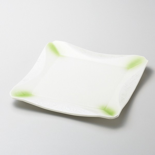 Mino ware Japan Luster-Glazed Light Yellow-Green Square Plate  Large