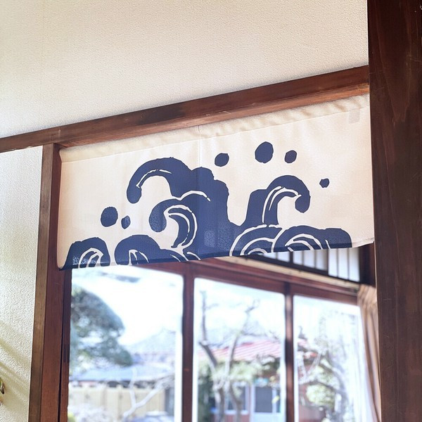 Noren Japanese door curtain 33.46x11.81 in polyesterBlue wave pattern Japan