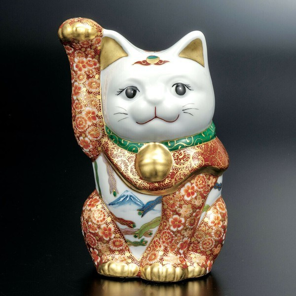 Kutani ware Japan Taka Toshifumi Maneki Neko Lucky cat Glorious Phoenix Design