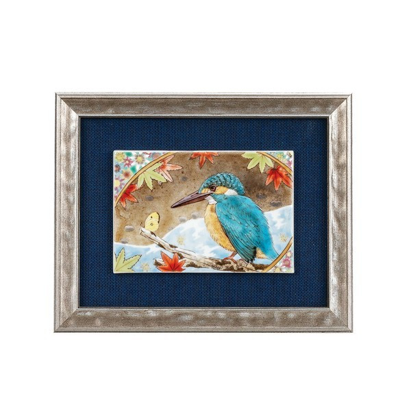 Kutani ware Japan Hideaki KatsumataKawasemi Kingfisher Ceramic wall art