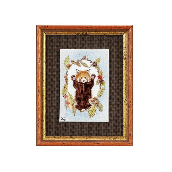 Kutani ware Japan Hideaki KatsumataCeramic Wall Art  Red Panda