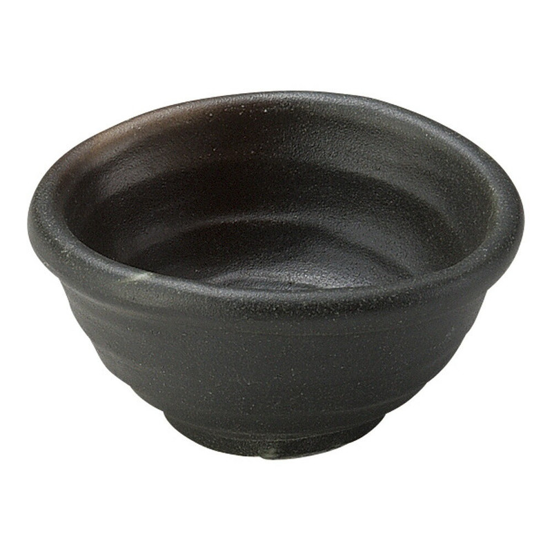 Mino ware ,Made in Japan Black Bizen-style Spouted Small Bowl (Rokubei Shape)