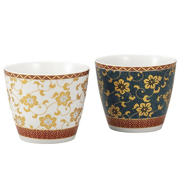 Kutani yaki ware Japanese Shochu Wiskey Sake Cup set Aochibu Whirochibu tessen