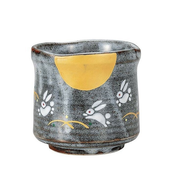 Yunomi Kutani yaki ware Japanese green tea cup Large Yunomi Rabbit Moon Japan