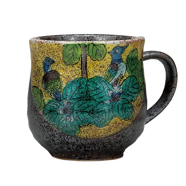 Kutani yaki ware Japanese Mug Coffee Tea Soup Cup Yoshida-ya Bird pattern Japan