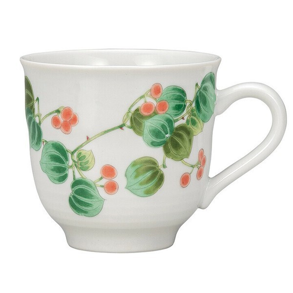 Kutani yaki ware Japanese Mug Coffee Tea Soup Cup Yamabuki Vine Motif Japan