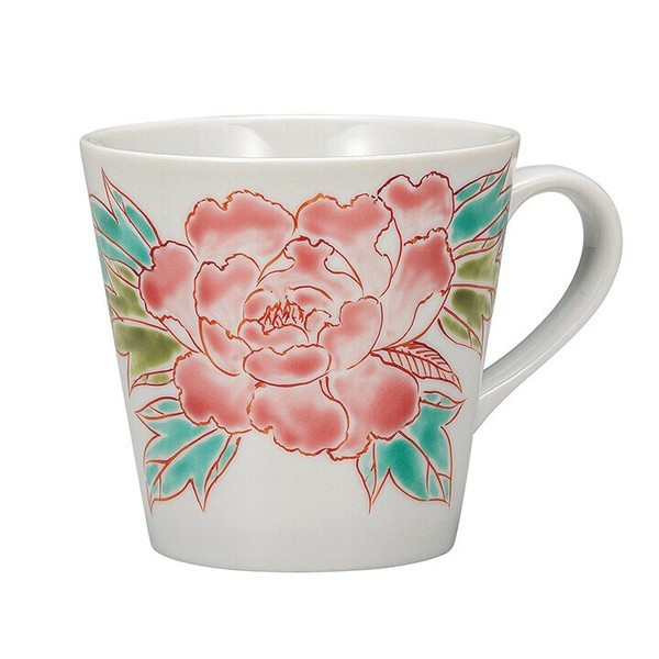 Kutani yaki ware Japanese Mug Coffee Tea Soup Cup Peony Sawada Ikumi Japan