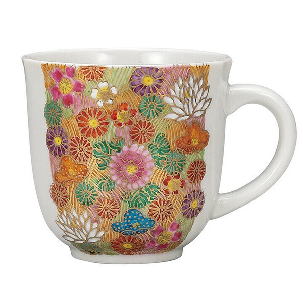 Kutani yaki ware Japanese Mug Coffee Tea Soup Cup Gold Hanatsume Japan