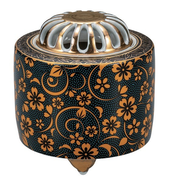Koro Kutani yaki ware Japanese Incense Burner pot  3.2go Aochibu Sakura Japan