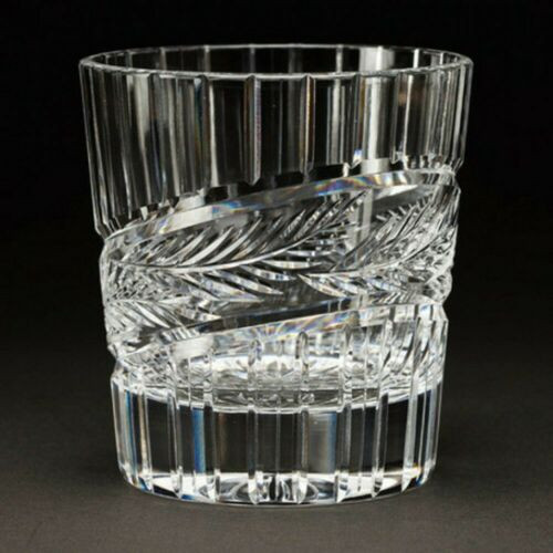 Edo Kiriko Japanese whiskey glass Sake cup Ruri Saio Oblique Stripe pattern
