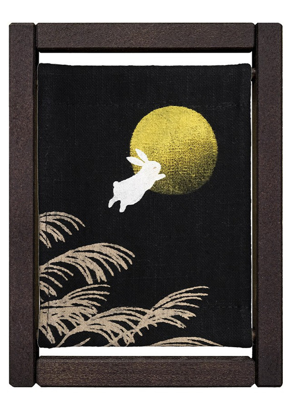 Kyoto Koyomi Frame Seasonal Textile Art Frame Rabbit Moon Autumn