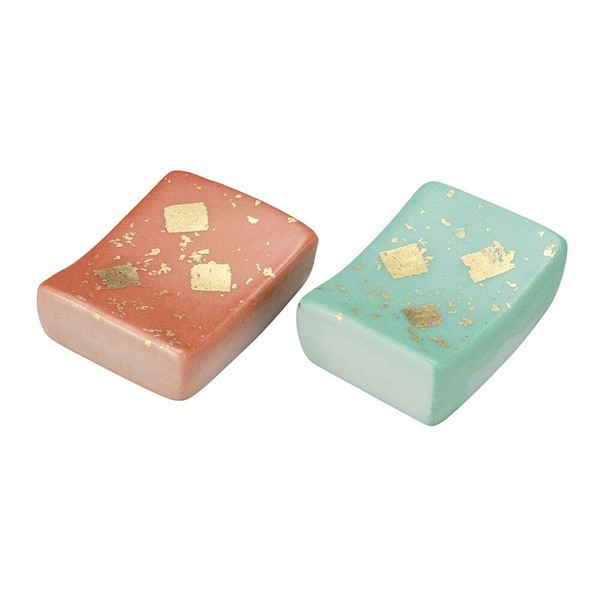 Pair Hashioki Kutani yaki ware Japanese Chopstick rest Kinpaku Gold foil Japan