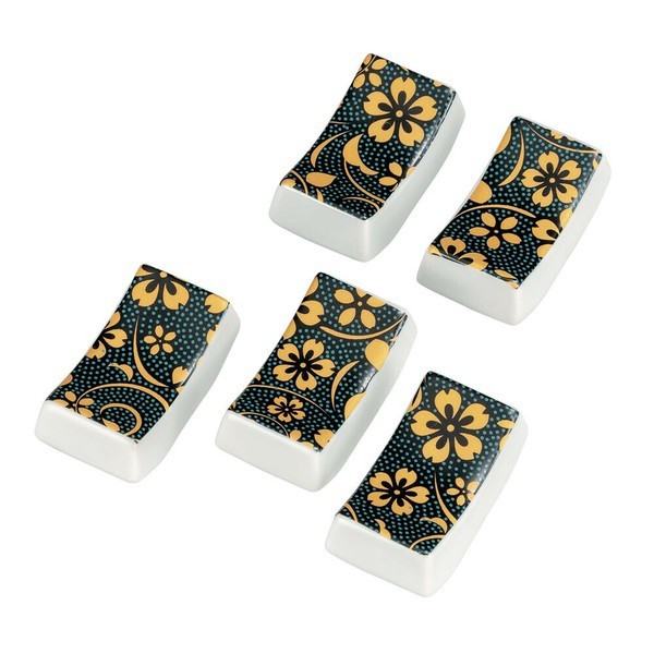 Pair Hashioki Kutani yaki ware Japanese Chopstick rest setAochibu dot Japan