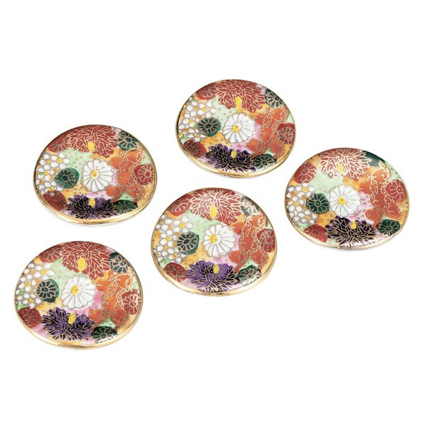 Pair Hashioki Kutani yaki ware Japanese Chopstick rest setHanatsume flower