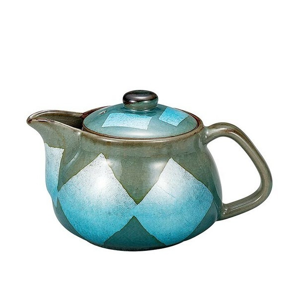 Kyusu Kutani yaki ware Japanese porcelain tea pot Ginsai silver Blue Ryusai