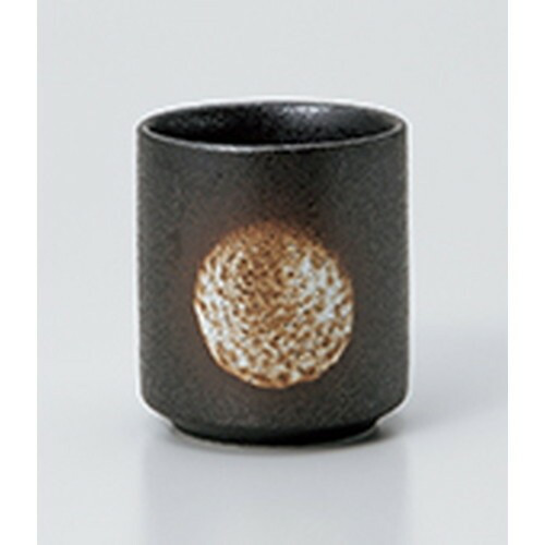 Mino ware ,Japan Tall Japanese Teacup, Black Bizen-style, Straight Shape Yunomi