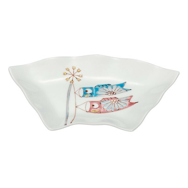 Mamezara Kutani yaki ware Small plate Sauce dish Koinobori Carp Iroe-Yu Japan