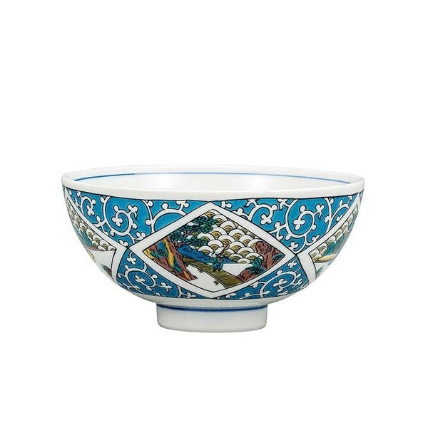 Gohan Chawan Kutani yaki ware Japanese Rice bowl Arabesque Landscape Japan