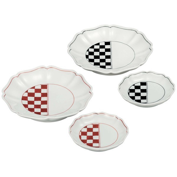 [Kutani Ware] Pair Plates 5.5 inch  Checkered Ichimatsu Made in JapanYuzue