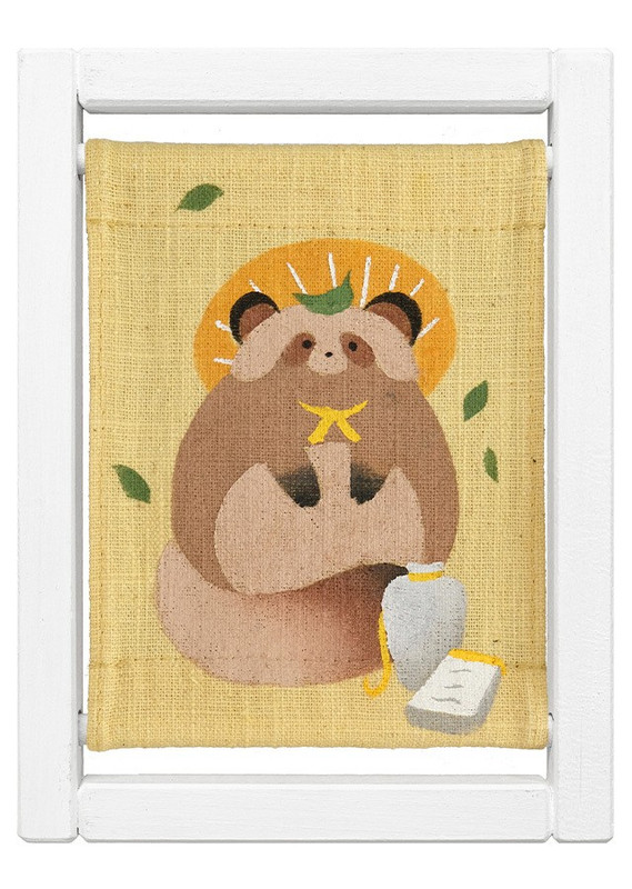 Kyoto Koyomi Frame Seasonal Textile Art Frame playful Ponpoko Tanuki Autumn