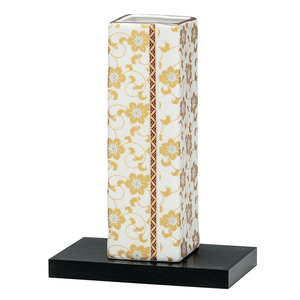 Kutani Ware Flower Vase 6-goWhite Dotted (Shirochibu) with Clematis Design