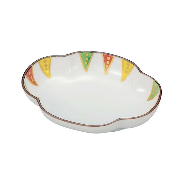 Mamezara Kutani yaki ware Small plate Iro-e Nishiki mon Japan