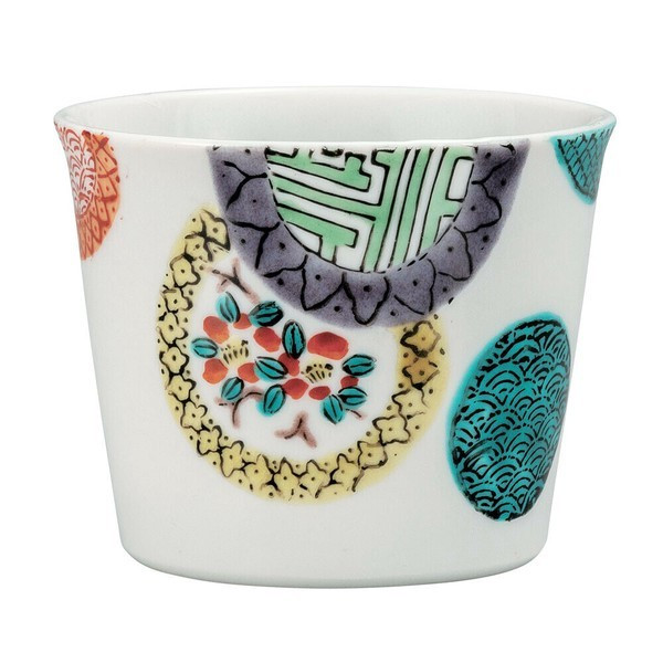 Kutani Ware Soba Choko Cup for Soba  Iro-e Marumon circle Japan