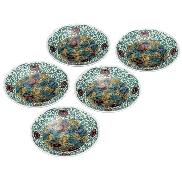 Kutani yaki ware Japanese Small Plate Dish set of 5Old Kutani style Japan