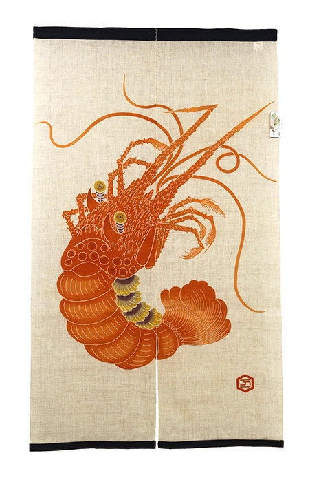 Kyoto Noren Japanese Hanging Door Curtain Linen Handcraft Rock lobster Ise-ebi